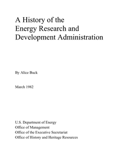 A History of the Energy Research and Development Administration