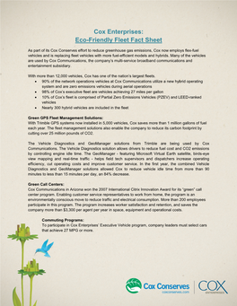 Cox Enterprises: Eco-Friendly Fleet Fact Sheet