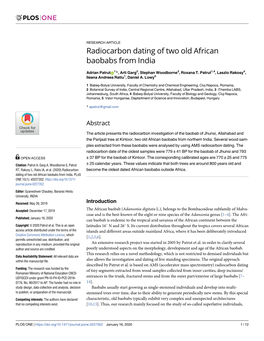 Radiocarbon Dating of Two Old African Baobabs from India