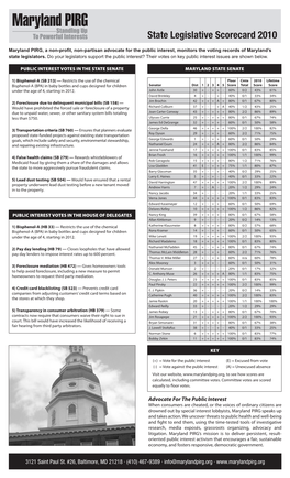 State Legislative Scorecard 2010