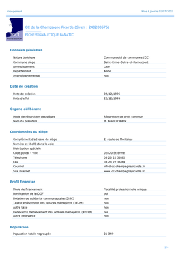 CC De La Champagne Picarde (Siren : 240200576)