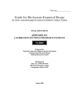 Appendix Ff: Calibration Sections for Rigid Pavements