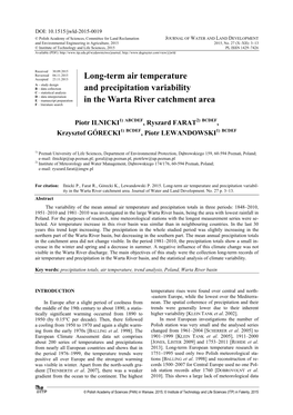 Long-Term Air Temperature and Precipitation Variability in the Warta River Catchment Area 5