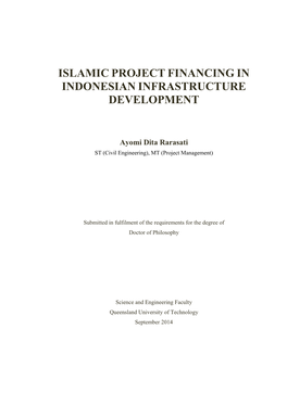 Islamic Project Financing in Indonesian Infrastructure Development