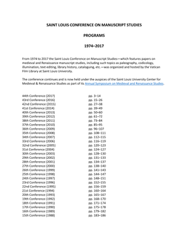 Conference on Manuscript Studies 1974-2017