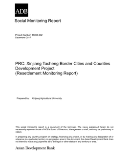 Xinjiang Tacheng Border Cities and Counties Development Project (Resettlement Monitoring Report)