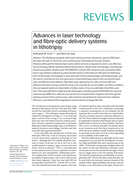 Advances in Laser Technology and Fibre-Optic Delivery Systems In