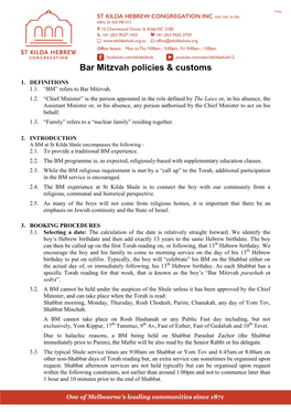 Bar Mitzvah Policies & Customs