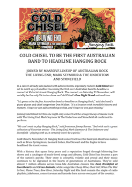 Cold Chisel to Be the First Australian Band to Headline Hanging Rock