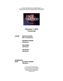 February 7, 2010 Transcript