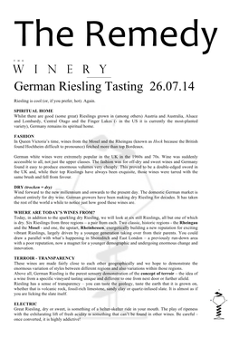 German Riesling Tasting 26.07.14