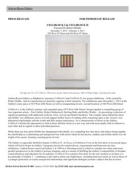 PRESS RELEASE for IMMEDIATE RELEASE CELLBLOCK I & CELLBLOCK II Curated by Robert Hobbs