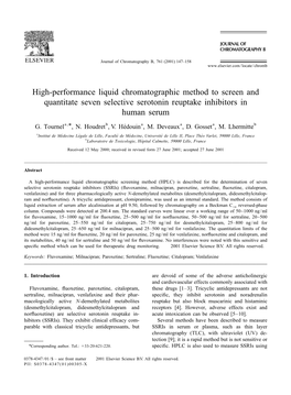 High-Performance Liquid Chromatographic Method to Screen and Quantitate Seven Selective Serotonin Reuptake Inhibitors in Human Serum