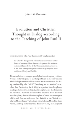 Evolution and Christian Thought in Dialog According to the Teaching of John Paul II