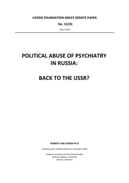 Political Abuse of Psychiatry in Russia