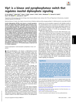 Vip1 Is a Kinase and Pyrophosphatase Switch That Regulates Inositol