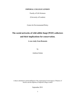 The Social Networks of Wild Edible Fungi (WEF) Collectors and Their Implications for Conservation