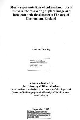 Media Representations of Cultural and Sports Festivals, the Marketing of Place Image and Local Economic Development: the Case of Cheltenham, England