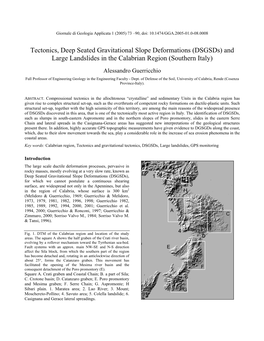 Tectonics, Deep Seated Gravitational Slope Deformations (Dsgsds) and Large Landslides in the Calabrian Region (Southern Italy)