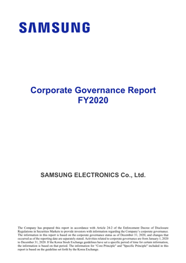 Corporate Governance Report FY2020