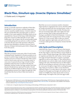 Black Flies, Simulium Spp. (Insecta: Diptera: Simuliidae)1 J