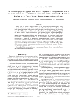 Hettmann Et Al (2012): the Sulfur Speciation in S-Bearing Minerals