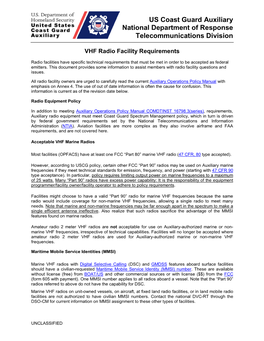 VHF Radio Facility Requirements