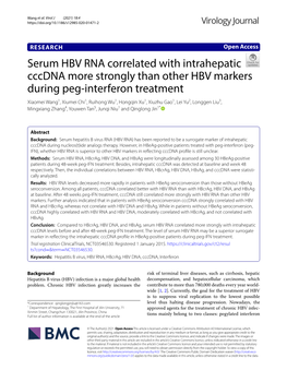 Serum HBV RNA Correlated with Intrahepatic Cccdna More Strongly