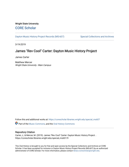 James "Rev Cool" Carter: Dayton Music History Project