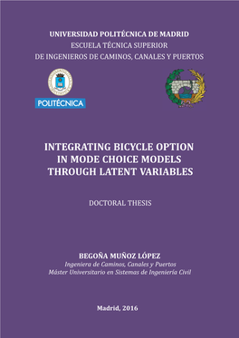 Integrating Bicycle Option in Mode Choice Models Through Latent Variables