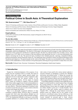 Political Crime in South Asia: a Theoretical Explanation