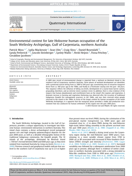 Environmental Context for Late Holocene Human Occupation of the South Wellesley Archipelago, Gulf of Carpentaria, Northern Australia