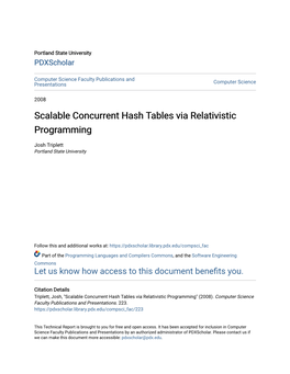 Scalable Concurrent Hash Tables Via Relativistic Programming