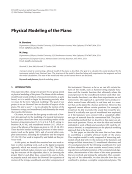 Physical Modeling of the Piano