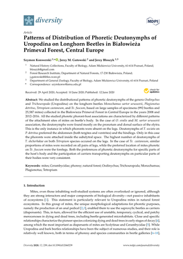 Patterns of Distribution of Phoretic Deutonymphs of Uropodina on Longhorn Beetles in Białowie˙Za Primeval Forest, Central Europe