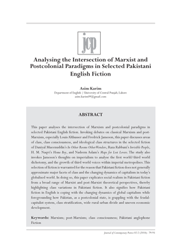 Analysing the Intersection of Marxist and Postcolonial Paradigms in Selected Pakistani English Fiction