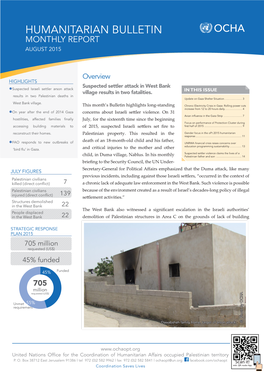 HUMANITARIAN BULLETIN Opt MONTHLY REPORT AUGUST 2015