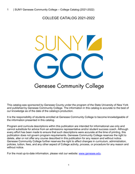 SUNY Genesee Community College – College Catalog (2021-2022)