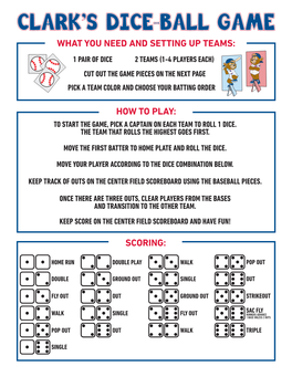 Scoring: What You Need and Setting up Teams: How to Play