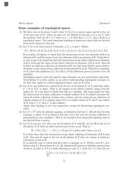 Metric Spaces 2000, Lecture 09