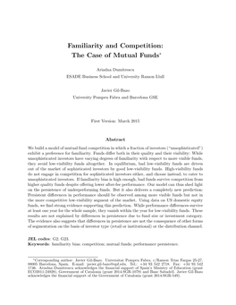 Familiarity and Competition: the Case of Mutual Funds∗