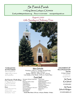 St. Patrick Parish 114 King Street, Larkspur, CA 94939