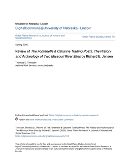 Review of the Fontenelle & Cahanne Trading Posts: the History And