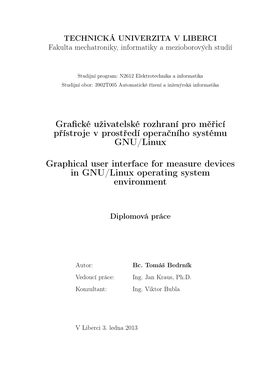 Grafické Uživatelské Rozhraní Pro Měřicí Přístroje V Prostředí