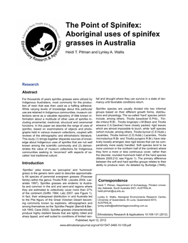 The Point of Spinifex: Aboriginal Uses of Spinifex Grasses in Australia Heidi T