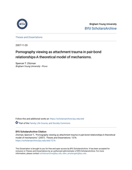 Pornography Viewing As Attachment Trauma in Pair-Bond Relationships-A Theoretical Model of Mechanisms