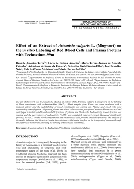 Effect of an Extract of Artemisia Vulgaris L. (Mugwort) on the in Vitro