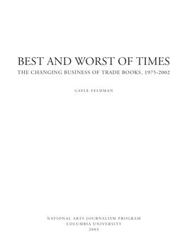 Best and Worst of Times the Changing Business of Trade Books, 1975-2002