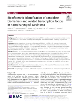 Bioinformatic Identification of Candidate Biomarkers and Related