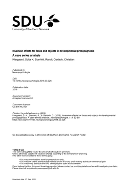 Inversion Effects for Faces and Objects in Developmental Prosopagnosia